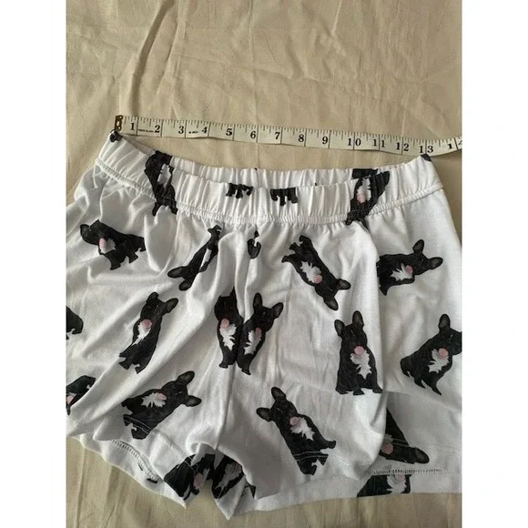 UR Of Love Women XS Shorts French Bulldog Print White Black Elastic Waist Lounge - Picture 5 of 11